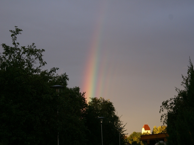 Regenbogen bei tiefstehender Sonne